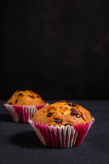Classic muffin on a dark background