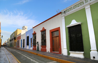 The colorful houses of Campeche in Mexico