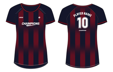 Women Sports Jersey t-shirt design concept Illustration, Raglan round Neck t shirt for girls and Ladies Volleyball jersey, Football, badminton, Soccer, netball and tennis, Sport uniform kit for sports