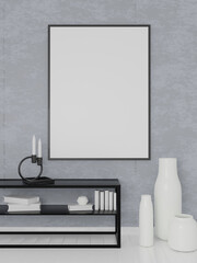 Empty frame mockup set in a modern living room