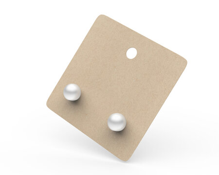 Blank hang tab card jewelry for branding mockup, 3d render illustration.