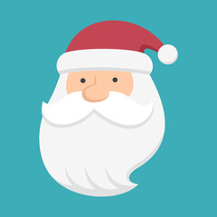 Cute Santa Claus head, Happy X'mas new year greeting gift design template, Flat design vector Illustration