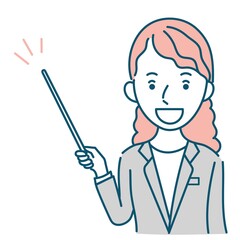 説明するビジネスパーソン外国人女性のイラスト素材
