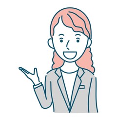 説明するビジネスパーソン外国人女性のイラスト素材