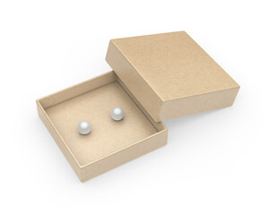 Paper Pearl earring Gift  Packaging Rigid Box. 3d render illustration.