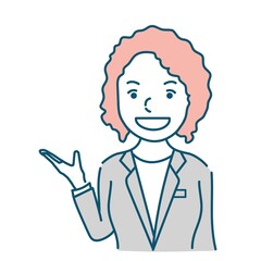 説明するビジネスパーソン外国人女性のイラスト素材