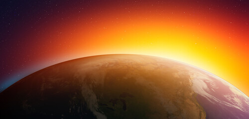 Planet Earth with a spectacular sunset "Elements of this image furnished by NASA"