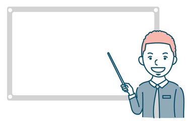 説明するビジネスパーソン外国人男性のイラスト素材
