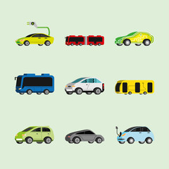 Plakat set of electric vehicles