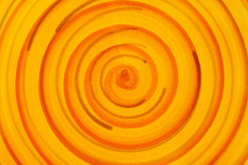 Hand-made plate with an abstract orange pattern. 