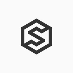 Hexagon cube letter S logo design inspiration