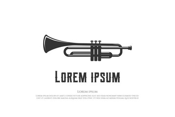 Naklejka premium Vintage Rustic Retro Trumpet for Jazz Music Concert Show Logo Design Vector