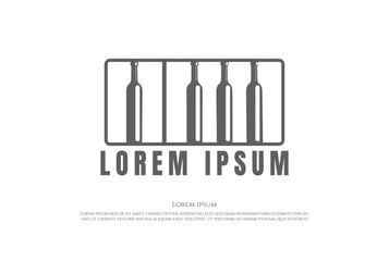 Music Piano with Wine Beer Whiskey for Bar Logo Design Vector