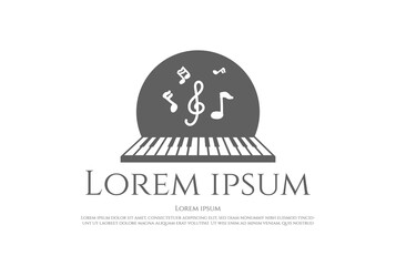 Piano with Music Tone for Course Lesson Logo Design Vector