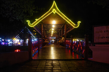 Obraz premium Illuminated Bridge, Siem reap in Cambodia