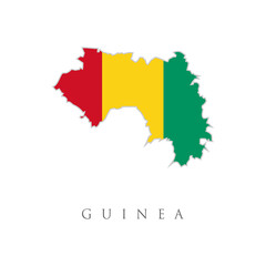 Obraz premium Modern Map - Guinea flag colored GN. Guinea detailed map with flag of country. Painted in colors in the national flag. Map of Guinea with an official flag. Illustration on white background