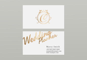 Business Card Template with Gold Font