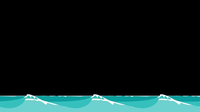Cartoon sea waves looped animation with alpha channel