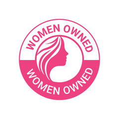 Women Owned Logo. Women Owned vector logo design, Women Owned Business logo, Women Owned icon