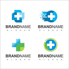 Obraz premium Health Care Logo, For Medical Center, With line Cross Symbol