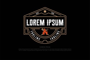 Vintage Retro BBQ Grill Barbecue or Steak House Logo Design