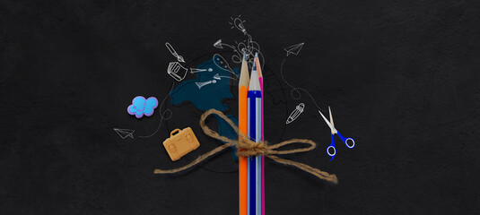 Education concept image chalkboard background. Creative idea and innovation