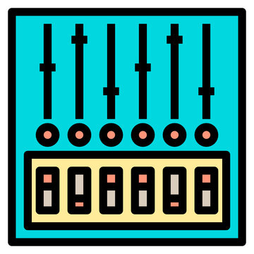 blue audio mixer with sliders clip art preview