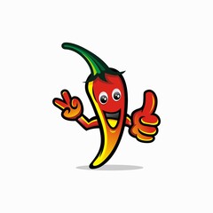 Chili logo mascot design character or restaurant logo