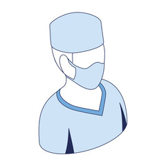 Doctor male torso. Vector 3d line isometric, color web icons, new flat style. Creative design idea and elements for infographics.