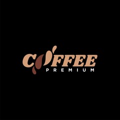Coffee logo design with coffee bean concept and natural color theme