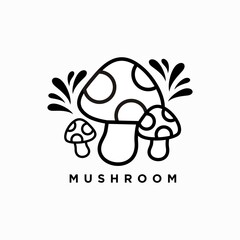 Mushroom vector design in black and white color