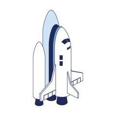 Rocket shuttle. Vector 3d line isometric, color web icons, new flat style. Creative design idea and elements for infographics.