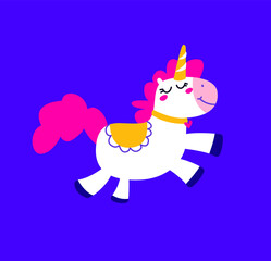 vector illustration cartoon cute fat curly unicorn girl