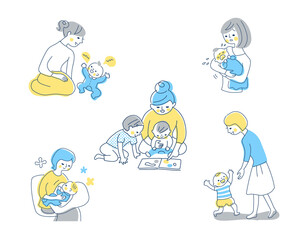 赤ちゃんとママ　さまざまなシーン　セット