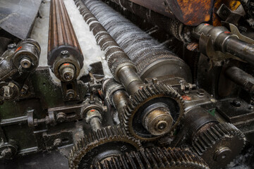 detail of a historic cotton processing machine