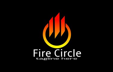 fire flame circle logo design