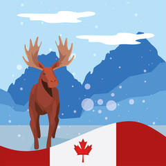 Obraz na płótnie Canvas Canada day flag and deer