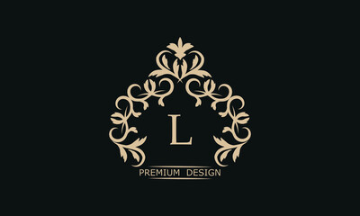 Premium linear logo with letter L. Elegant monogram company brand icon, boutique, heraldry.