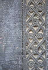 Ornaments on a stone wall of an ancient church