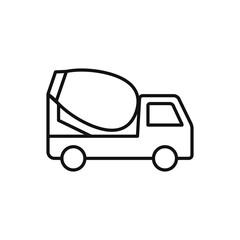Fototapeta premium Concrete mixer, cement truck icon vector linear style