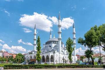 Luxurious building of a mosque Hatun Camii in Ankara, Turkey - obrazy, fototapety, plakaty