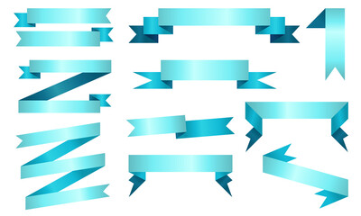 Fototapeta premium Vector Blue Ribbon banner set
