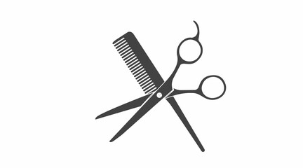 Comb and Scissors icon. Vector isolated illustration of a comb and a hairdresser scissors. - obrazy, fototapety, plakaty