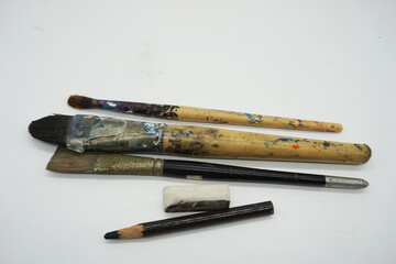      Art and Coloring School Supplies , Palette , paintbrush    