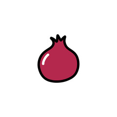 pomegranate doodle icon, vector color line illustration