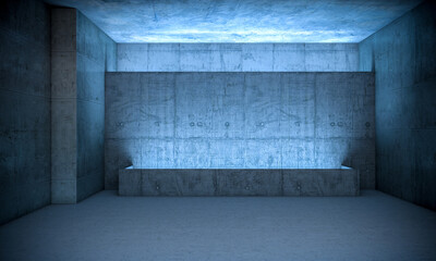 empty concrete room, minimal architecture.