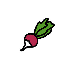 radish doodle icon, vector color line illustration