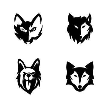 Set of modern wolves logos