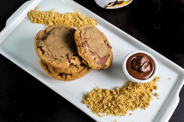 Delicious Cookie Melted Chocolate Classic Hands Juicy Dessert Sugar Butter