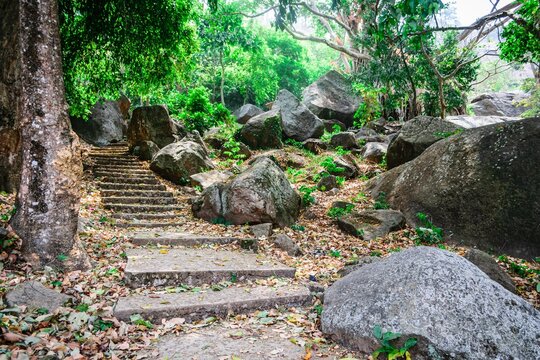 Idanre, Ondo, Nigeria - January 22, 2020: Idanre Hill Peak, Idanre Hill is a beautiful hill with 682 steps from the ground